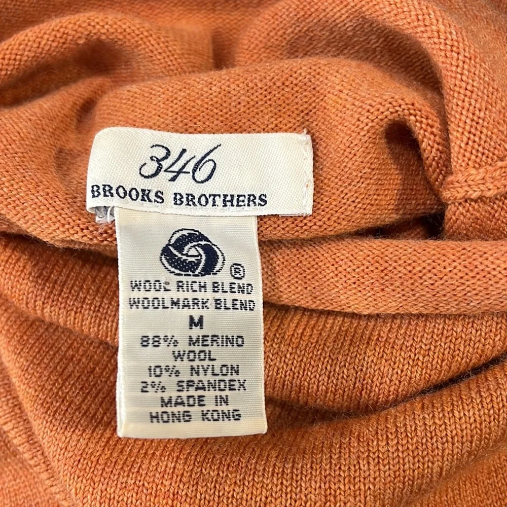 BROOKS BROTHERS 346 Merino Wool Blend Turtleneck Sweater Pumpkin-Medium - Picture 3 of 3
